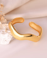 Thumbnail for VOJ Gold Polished Anti Tarnished Twisted Cuff Bracelet For Women - Distacart