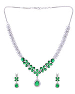 Thumbnail for VOJ Silver Plated Green Floral Ad Jewellery Set - Dista