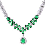 Thumbnail for VOJ Silver Plated Green Floral Ad Jewellery Set - Dista