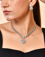 Thumbnail for VOJ Silver Plated Square Stone Studded Jewellery Set