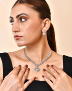 Thumbnail for VOJ Silver Plated Square Stone Studded Jewellery Set