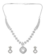 Thumbnail for VOJ Silver Plated Square Stone Studded Jewellery Set