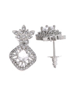 Thumbnail for VOJ Silver Plated Square Stone Studded Jewellery Set