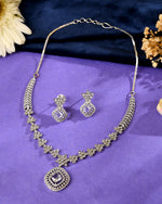 Thumbnail for VOJ Silver Plated Square Stone Studded Jewellery Set