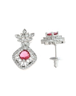 Thumbnail for VOJ Silver Plated Ruby Square Stone Studded Jewellery Set