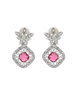 Thumbnail for VOJ Silver Plated Ruby Square Stone Studded Jewellery Set