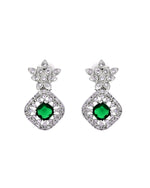 Thumbnail for VOJ Silver Plated Green Square Stone Studded Jewellery Set - Dista