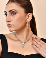 Thumbnail for VOJ Silver Plated Ad Stone Studded Floral Jewellery Set - Dista