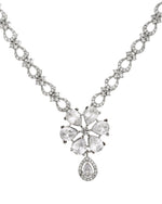 Thumbnail for VOJ Silver Plated Ad Stone Studded Floral Jewellery Set - Dista