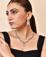 Thumbnail for VOJ Silver Plated Designer Oval Stone Ad Necklace Set
