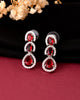 VOJ Silver Toned Red Ad Studs Earrings - Dista