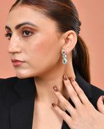 Thumbnail for VOJ Silver Toned Teal Green Ad Studs Earrings