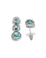Thumbnail for VOJ Silver Toned Teal Green Ad Studs Earrings
