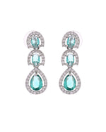 Thumbnail for VOJ Silver Toned Teal Green Ad Studs Earrings
