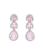 Thumbnail for VOJ Silver Toned Baby Pink Ad Studs Earrings - Dista