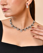 Thumbnail for VOJ Silver Plated Ad Black Stone Temple Jewellery Set - Dista