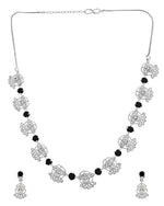 Thumbnail for VOJ Silver Plated Ad Black Stone Temple Jewellery Set - Dista