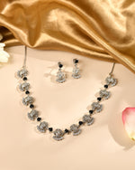 Thumbnail for VOJ Silver Plated Ad Black Stone Temple Jewellery Set - Dista