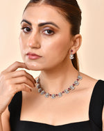 Thumbnail for VOJ Silver Plated Ad Wine Stone Temple Jewellery Set - Dista