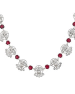 Thumbnail for VOJ Silver Plated Ad Wine Stone Temple Jewellery Set - Dista