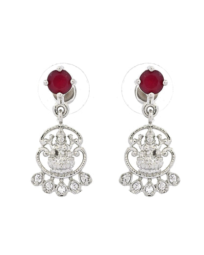 VOJ Silver Plated Ad Wine Stone Temple Jewellery Set - Dista