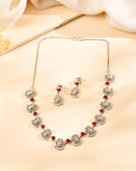 Thumbnail for VOJ Silver Plated Ad Wine Stone Temple Jewellery Set - Dista
