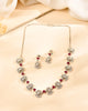 VOJ Silver Plated Ad Wine Stone Temple Jewellery Set - Dista