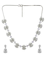Thumbnail for VOJ Silver Plated Ad Stone Temple Jewellery Set - Dista