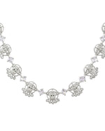 Thumbnail for VOJ Silver Plated Ad Stone Temple Jewellery Set - Dista