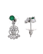 Thumbnail for VOJ Silver Plated Ad Green Stone Temple Jewellery Set - Dista