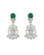 Thumbnail for VOJ Silver Plated Ad Green Stone Temple Jewellery Set - Dista