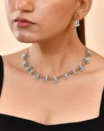 Thumbnail for VOJ Silver Plated Ad Yellow Stone Temple Jewellery Set - Dista
