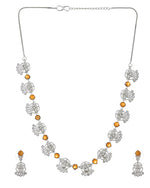 Thumbnail for VOJ Silver Plated Ad Yellow Stone Temple Jewellery Set - Dista