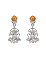 Thumbnail for VOJ Silver Plated Ad Yellow Stone Temple Jewellery Set - Dista