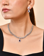 Thumbnail for VOJ Silver Plated Purple Drop Shaped Ad Jewellery Set - Dista