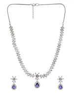 Thumbnail for VOJ Silver Plated Purple Drop Shaped Ad Jewellery Set - Dista