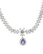 Thumbnail for VOJ Silver Plated Purple Drop Shaped Ad Jewellery Set - Dista