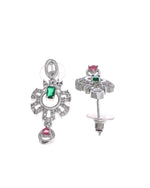 Thumbnail for VOJ Silver Plated Ad Stone Studded Designer Necklace Set - Dista