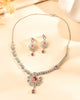 VOJ Silver Plated Ruby Red Ad Stone Studded Designer Necklace Set - Dista