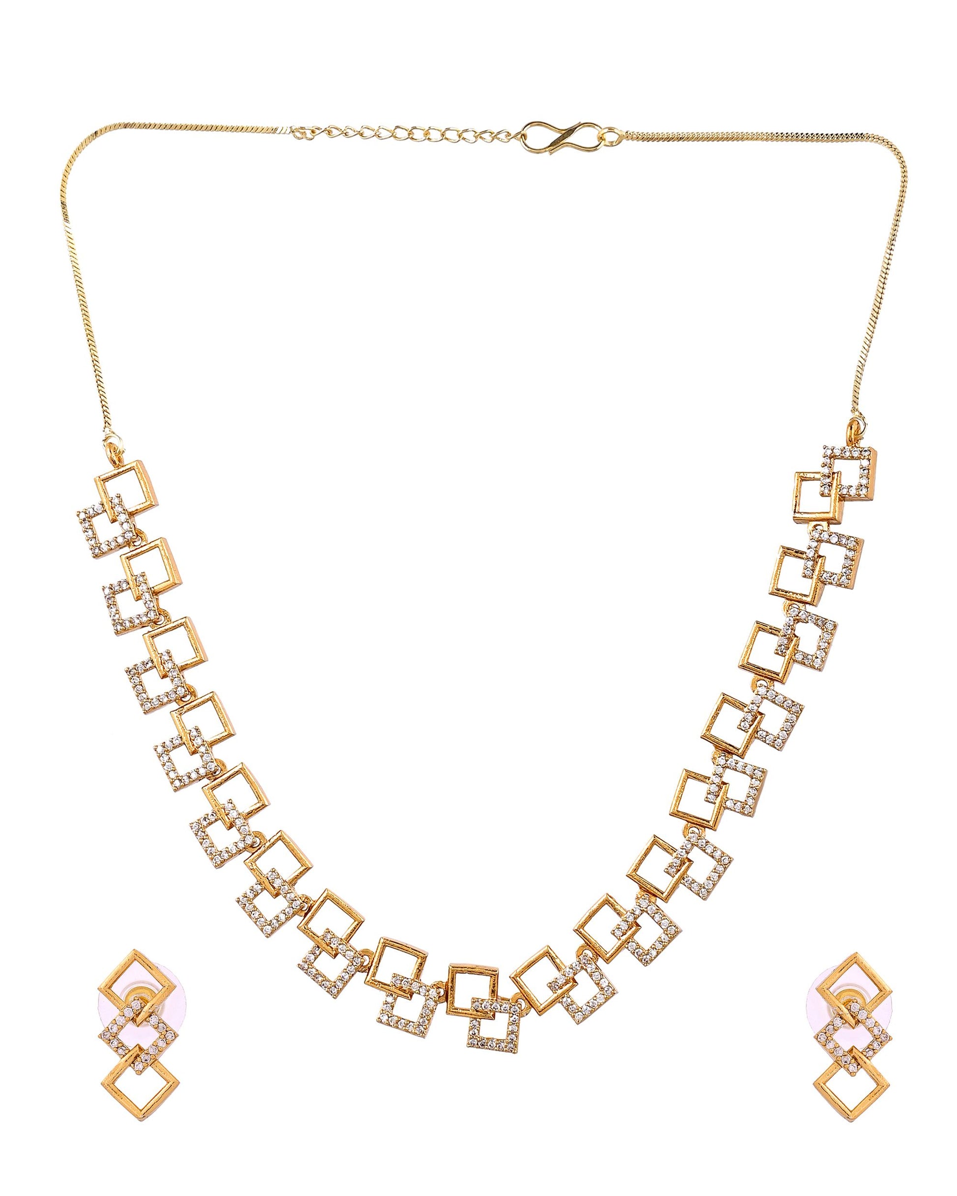VOJ Gold Plated Geometric Shaped Ad Jewellery Set - Dista
