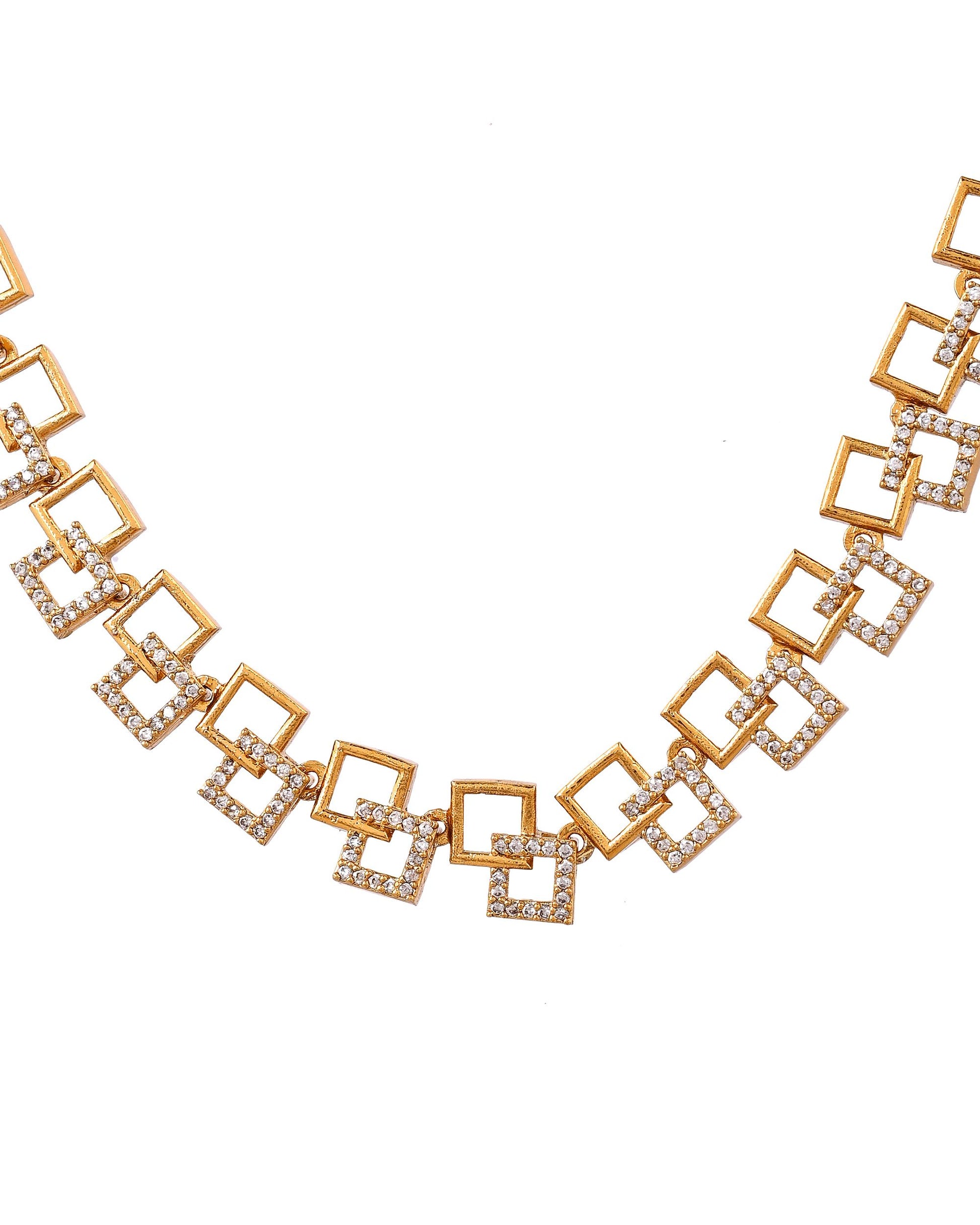 VOJ Gold Plated Geometric Shaped Ad Jewellery Set - Dista