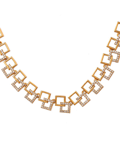 VOJ Gold Plated Geometric Shaped Ad Jewellery Set - Dista