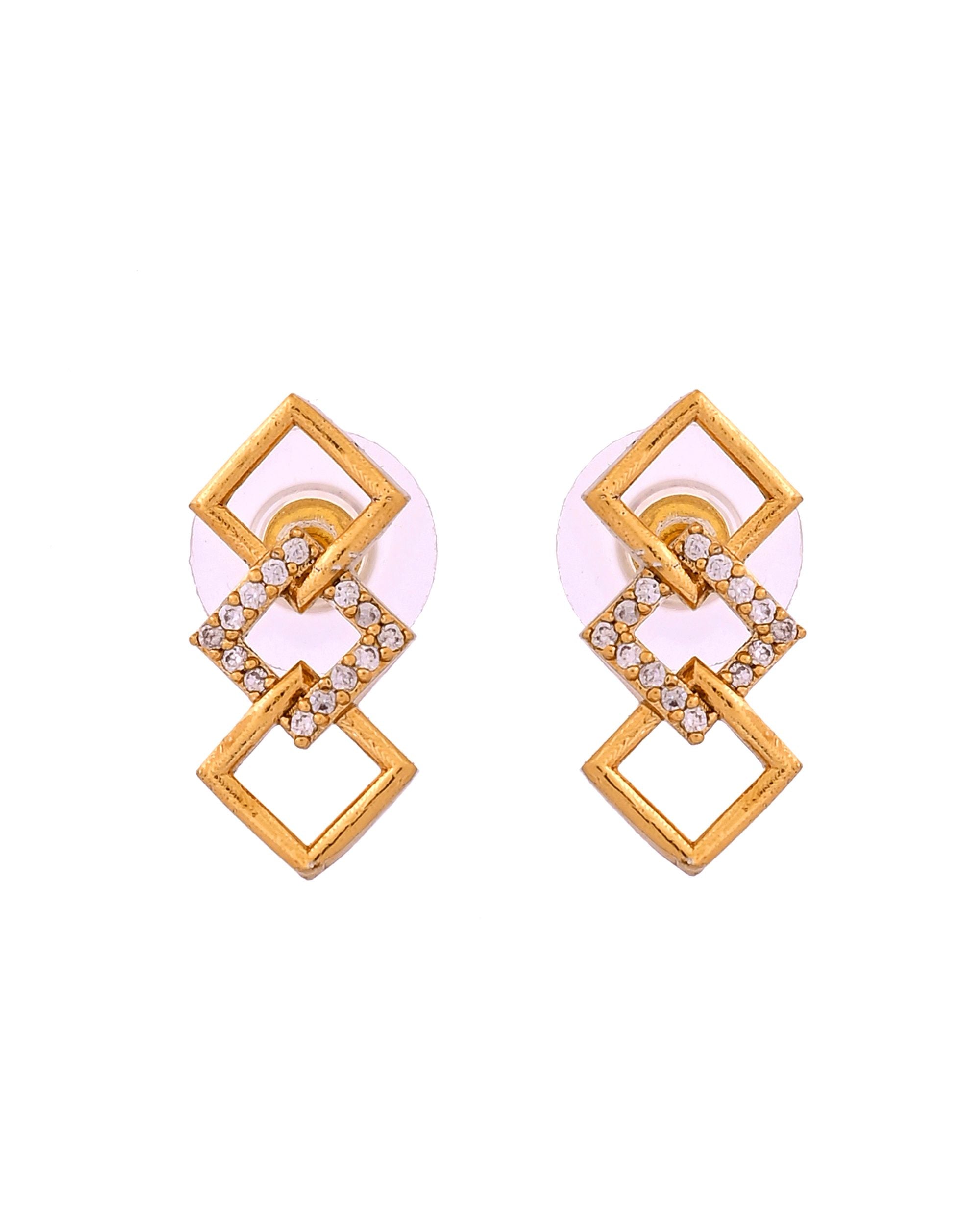 VOJ Gold Plated Geometric Shaped Ad Jewellery Set - Dista