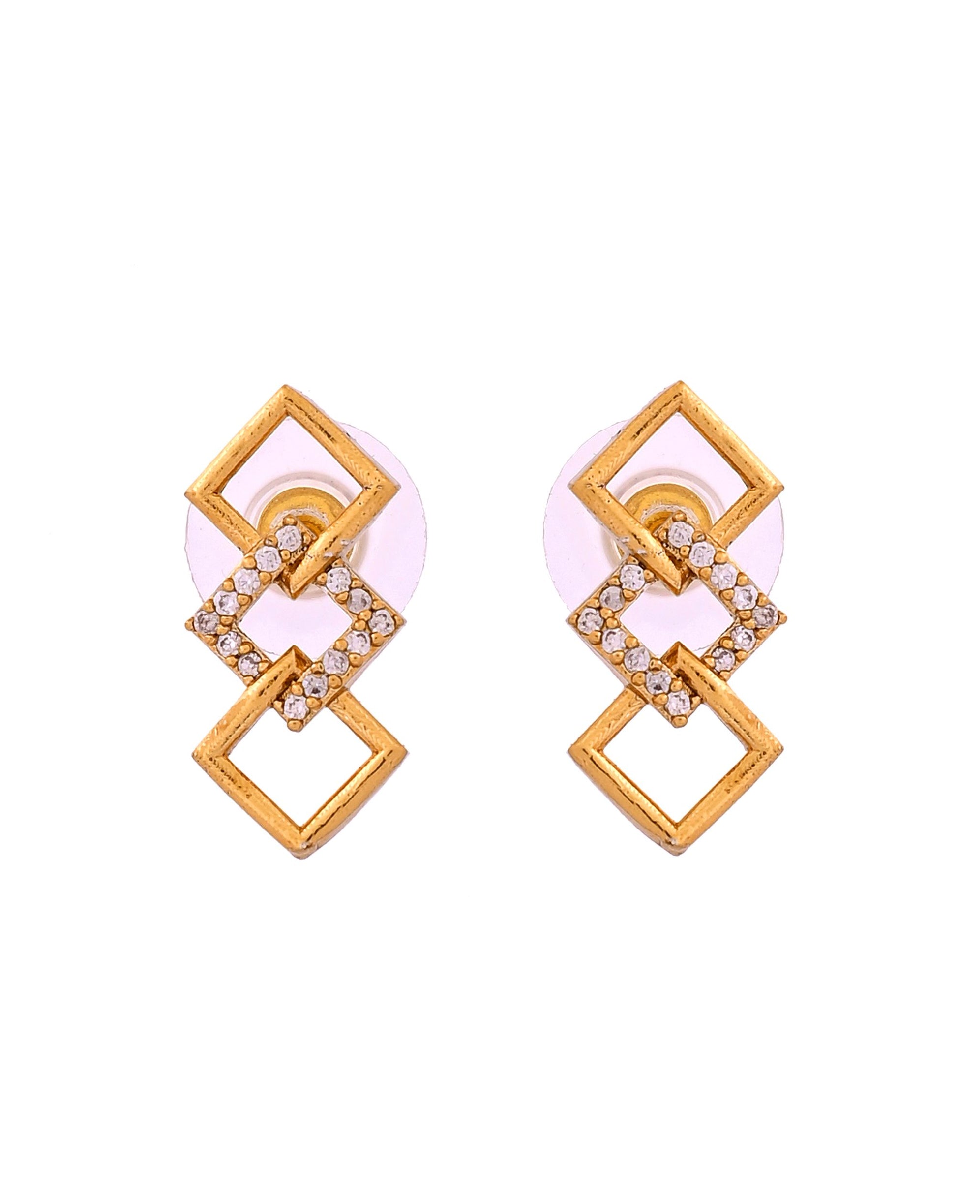 VOJ Gold Plated Geometric Shaped Ad Jewellery Set - Dista