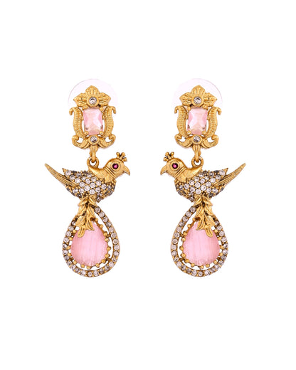 VOJ Gold Plated Bird Shaped Designer Ad Necklace Set - Dista
