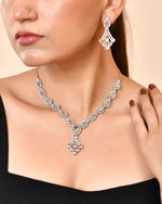 Thumbnail for VOJ Silver Plated Ad Stone Studded Necklace Set