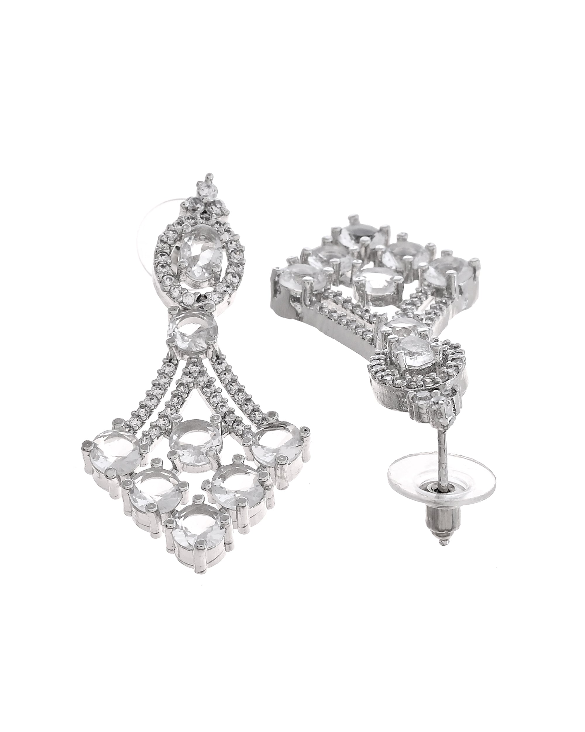 VOJ Silver Plated Ad Stone Studded Necklace Set