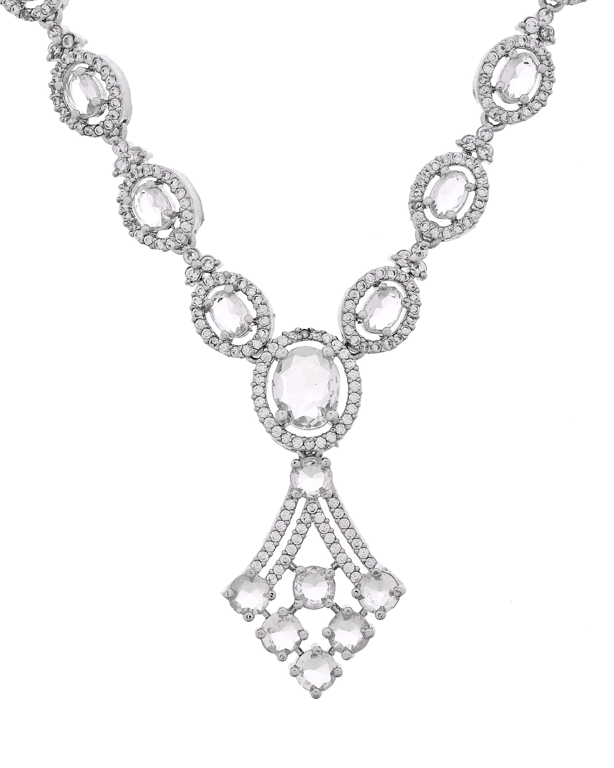 VOJ Silver Plated Ad Stone Studded Necklace Set