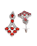 Thumbnail for VOJ Silver Plated Ruby Red Ad Stone Studded Necklace Set