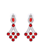Thumbnail for VOJ Silver Plated Ruby Red Ad Stone Studded Necklace Set
